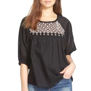 Madewell Starflower Shirred Peasant Top